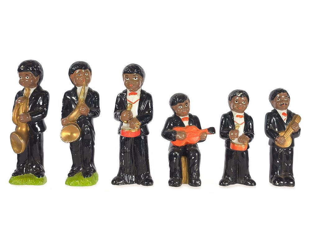 Lot 161: (6) Vintage Hand-Painted African American Jazz Band Porcelain Figurines