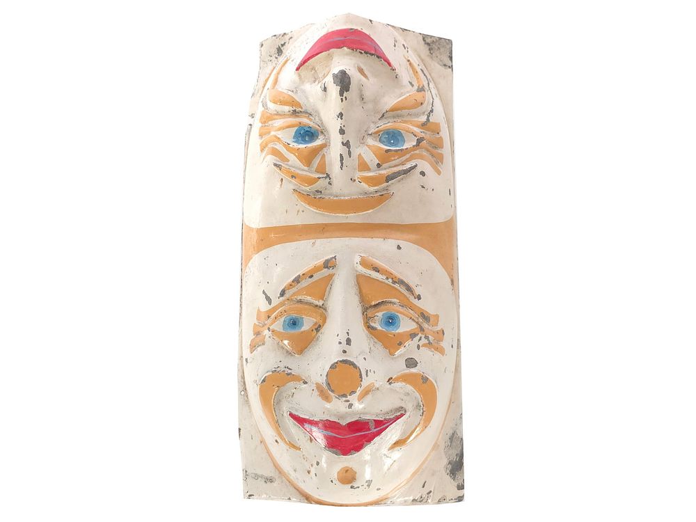Lot 162: Vintage Painted Two-Faced Clown Aluminum Mask
