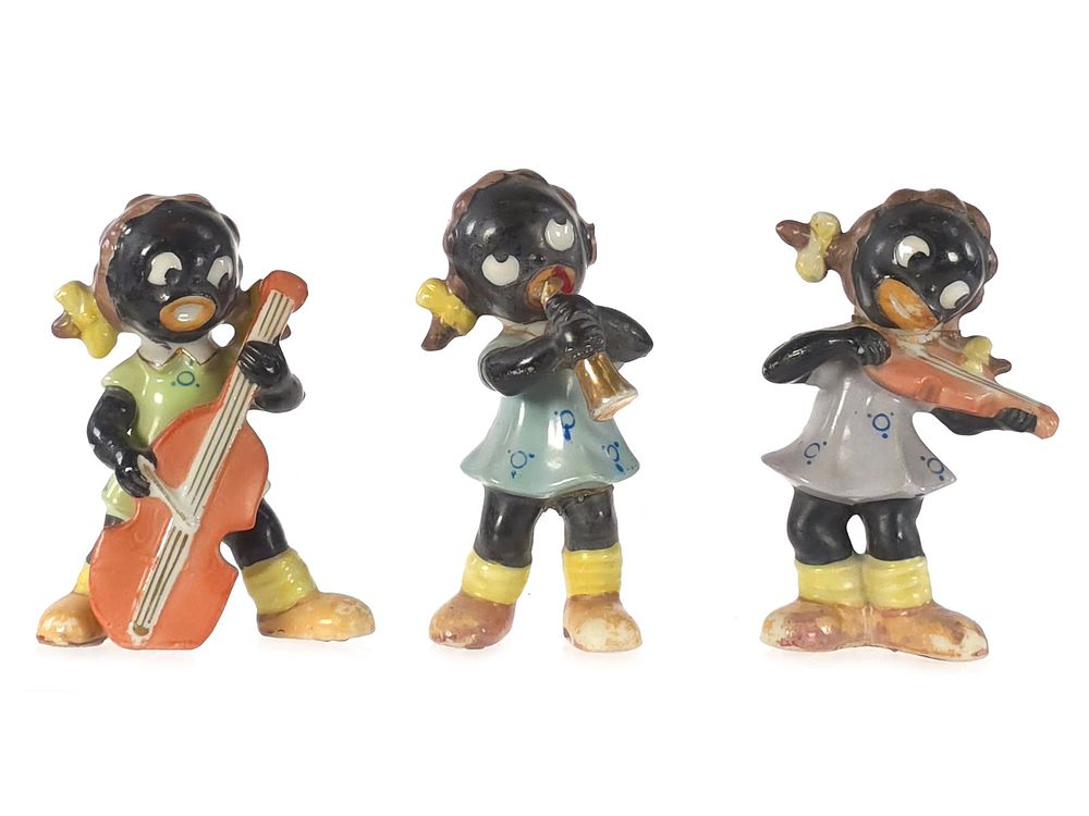 Lot 166: (3) Japanese Ceramic Figures of African-American Female Musicians