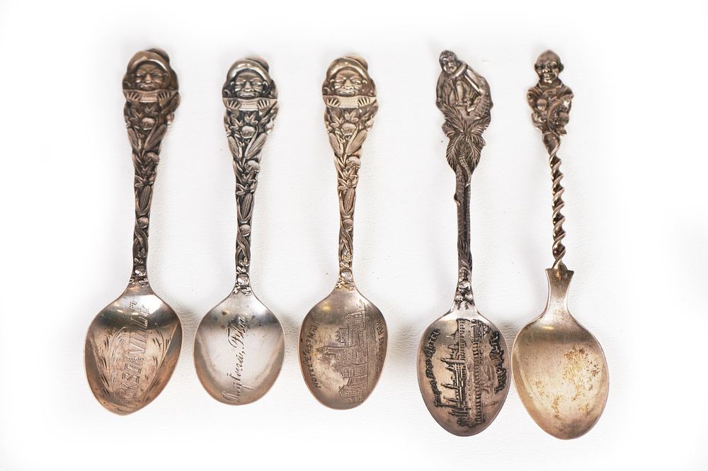 Lot 167B: (5) Antique Black Americana Souvenir Spoons Sterling Silver