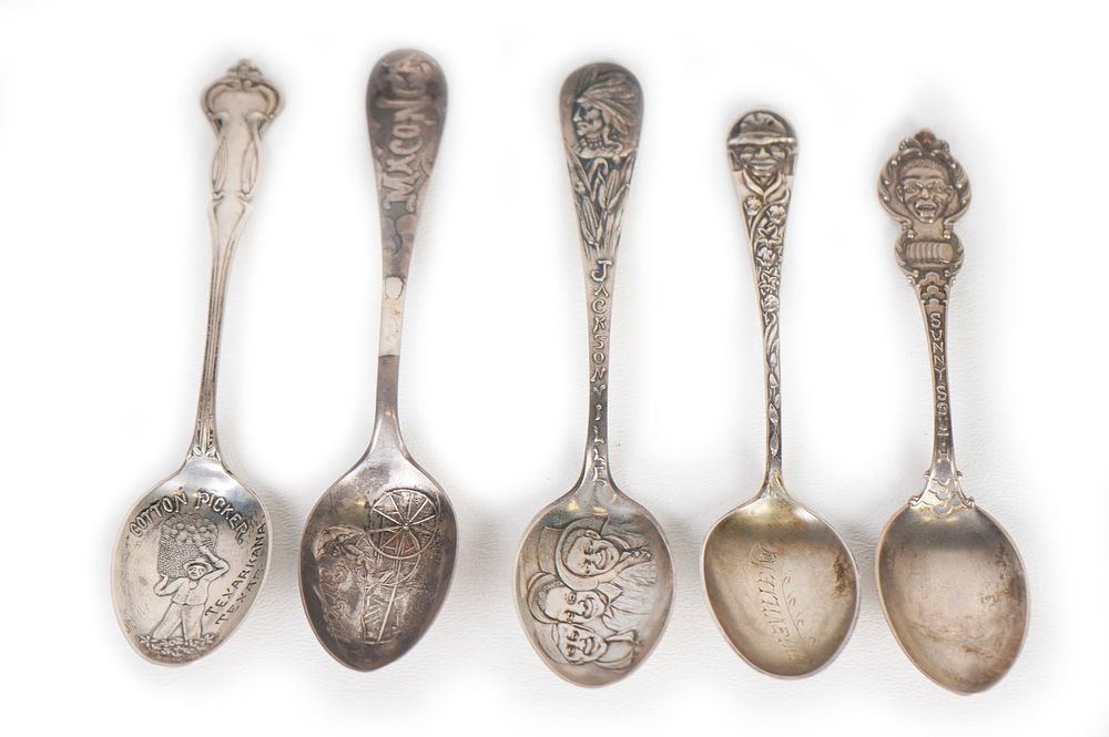 Lot 167D: (5) Antique Black Americana Souvenir Spoons Sterling Silver