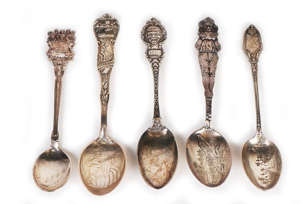 Lot 167F: (5) Antique Black Americana Souvenir Spoons Sterling Silver