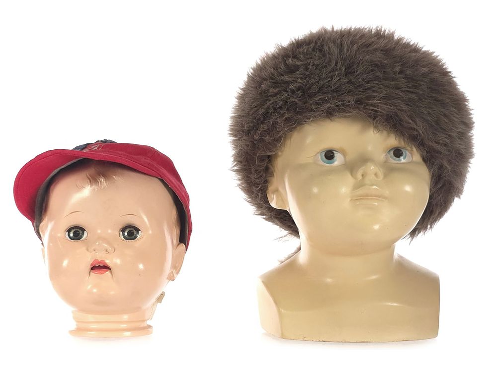 Lot 184: (2) Vintage Mannequin Heads with Hats