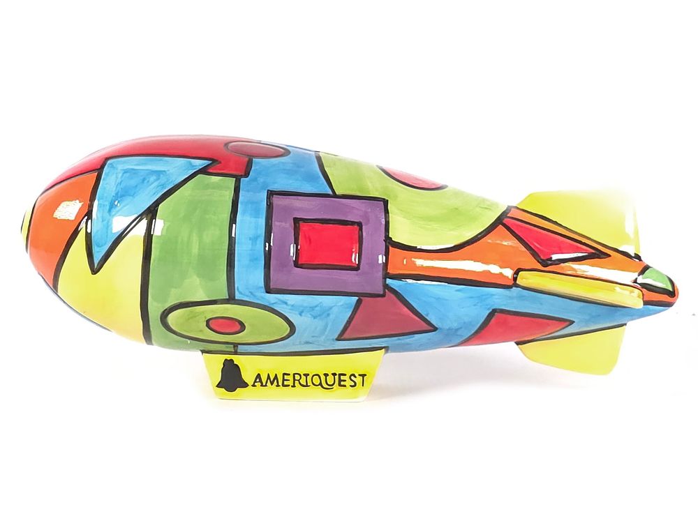 Lot 189: Ceramic Ameriquest Soaring Dreams Blimp Bank Boxed