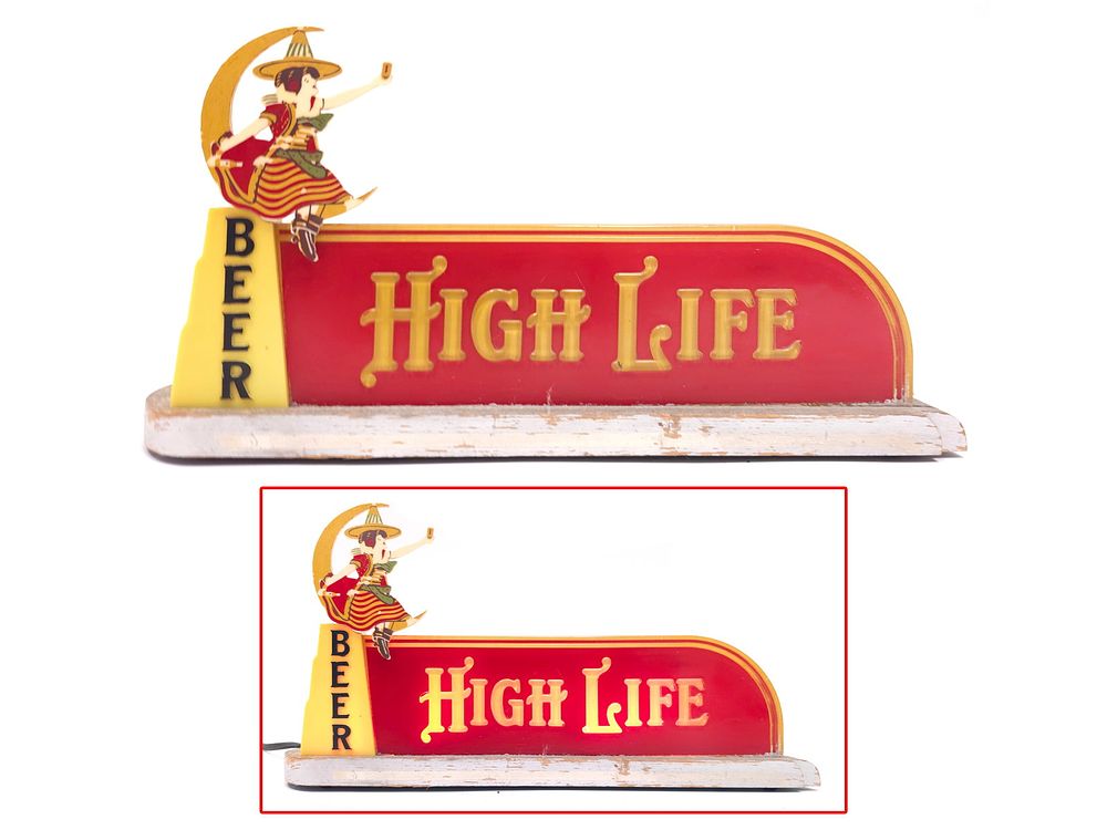 Lot 197: Miller High Life Beer "Girl On The Moon" Light Up Sign