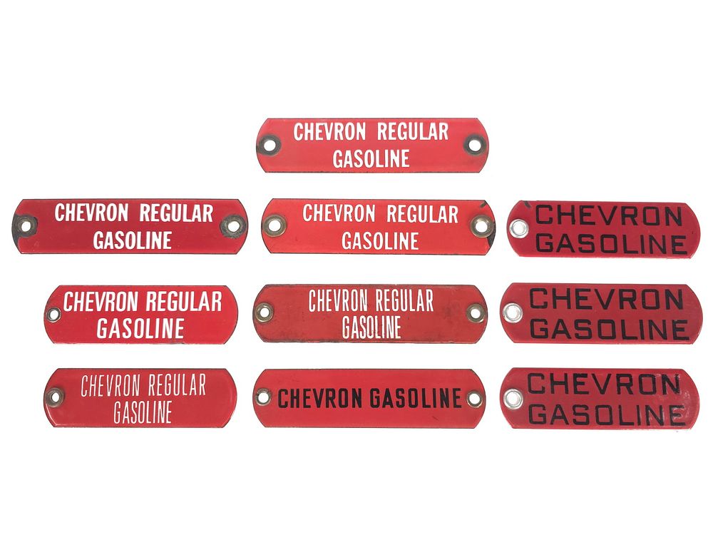 Lot 225: (10) Red Porcelain Chevron Gas Tags