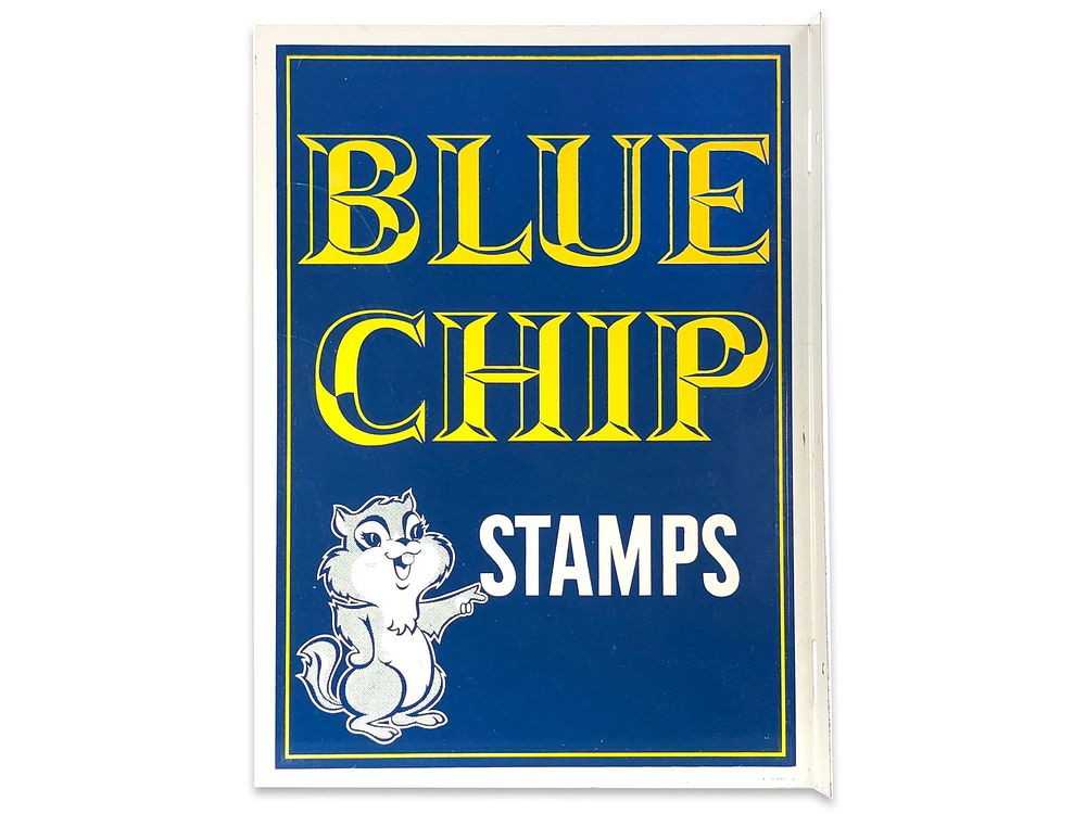 Lot 234: Blue Chip Stamps Double-Sided Flange Sign