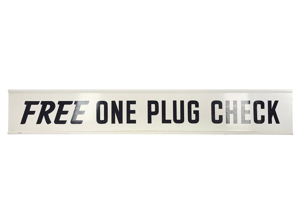 Lot 235: 1950s Free One Plug Check Double-Sided Steel Flange Sign