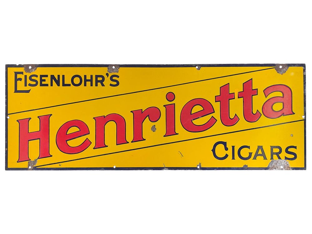 Lot 248: Eisenlohr's Henrietta Cigars SSP Advertising Sign