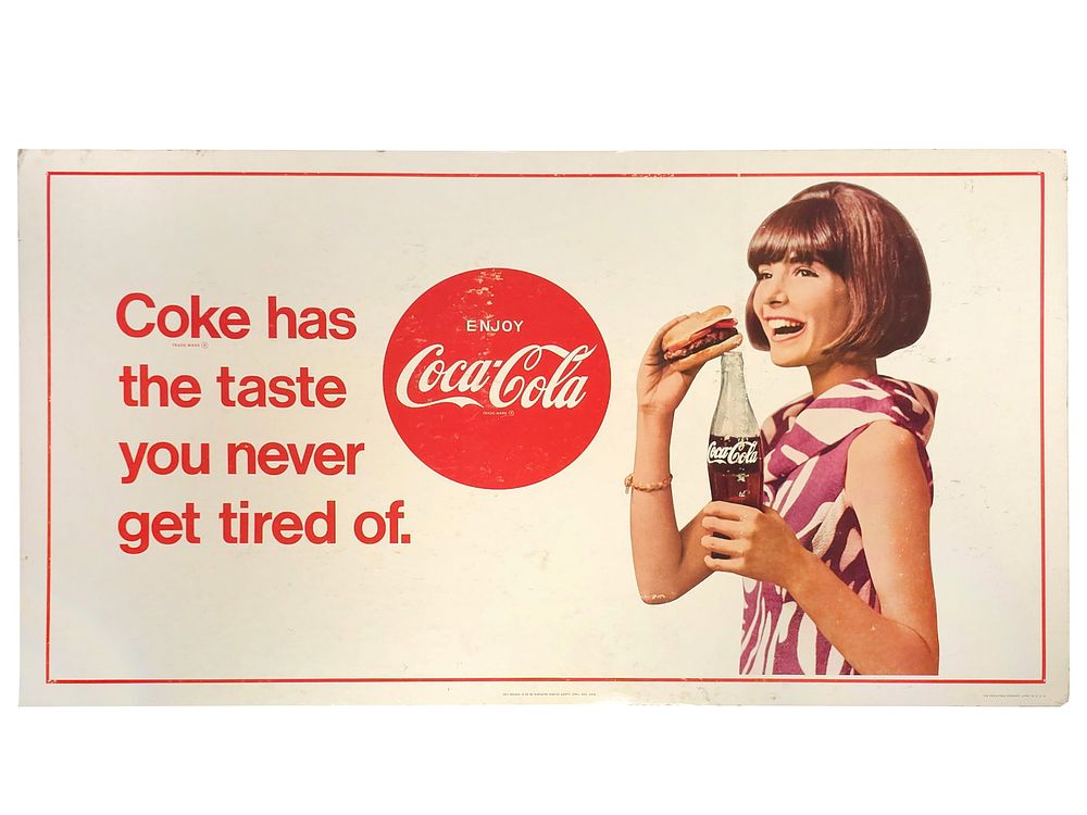 Lot 249: 1968 Coca-Cola Double-Sided Cardboard Advertising Sign