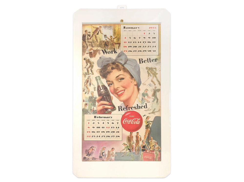 Lot 252: 1953 Coca-Cola Advertising Calendar Work Better Refreshed