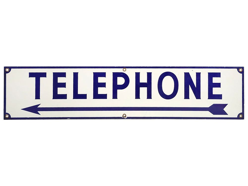 Lot 257: Porcelain Double-Sided Telephone Arrow Directional Sign