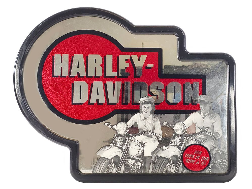 Lot 258: Harley-Davidson "For Tops in Fun Ride a '41" Wall Mirror