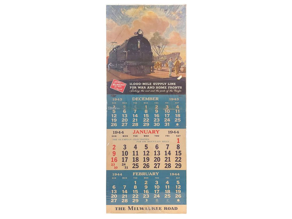 Lot 259: 1944 World War II The Milwaukee Road" Railroad Calendar Complete