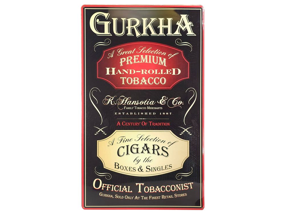 Lot 260: Gurkha Cigars "Official Tobacconist" Tin Advertising Sign