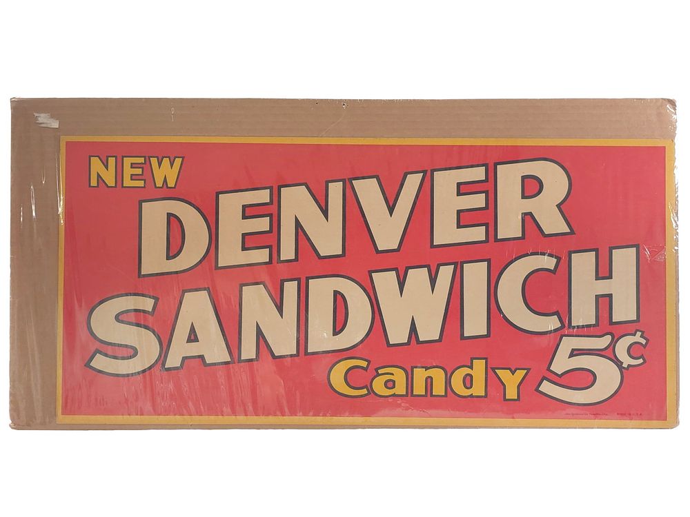 Lot 264: 1920s/1930s New Denver Sandwich Cardstock Sign