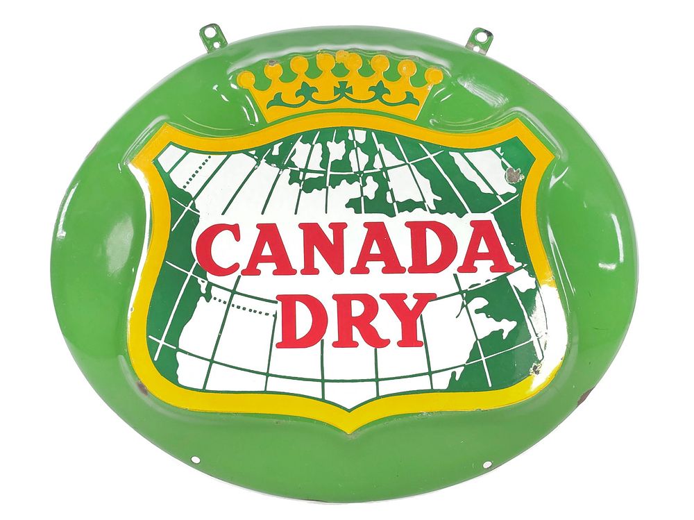 Lot 266: Porcelain SS Canada Dry Ginger Ale Embossed Advertising Sign