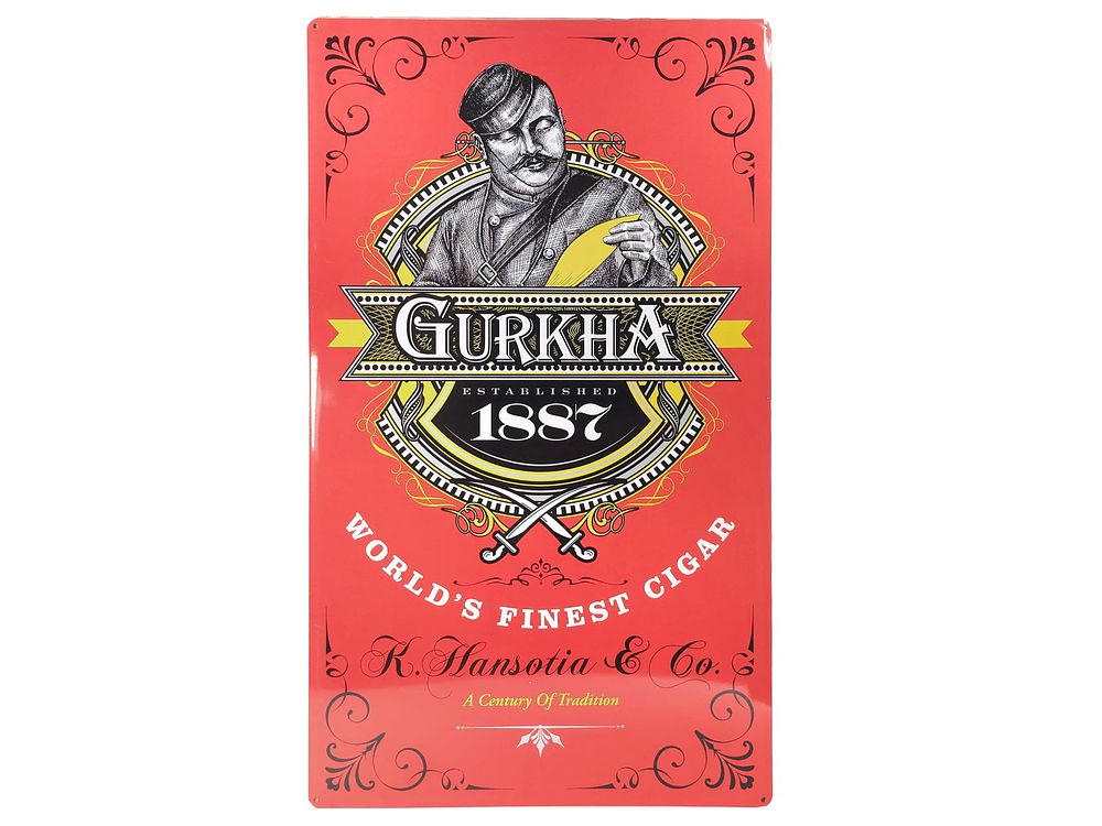 Lot 273: Gurkha Cigars World's Finest Cigar Metal Promo Sign Man Cave