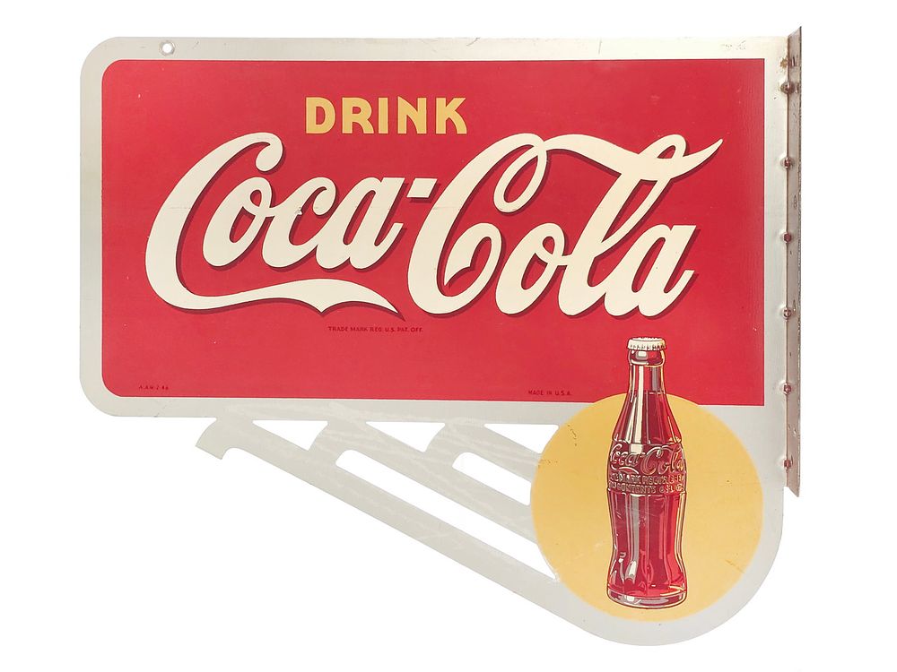 Lot 274: 1946 Coca-Cola Double-Sided Steel Flange Sign