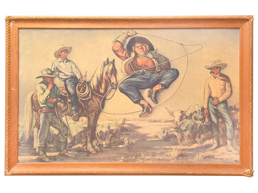 Lot 319: 1950s Lon Magargee "The Dude Lady" A-1 Beer Litho Advertising Print