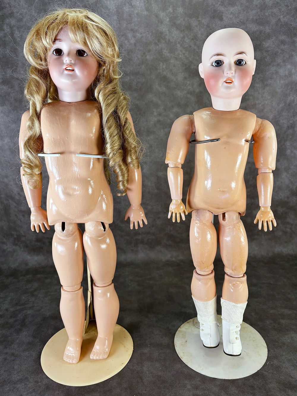 Lot 367: (2) Antique German Bisque Head Dolls Simon Halbig K & R and A.W.