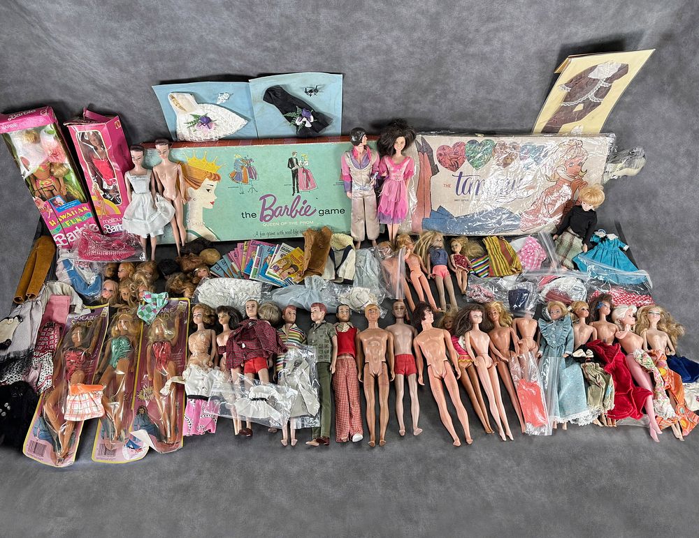 Lot 395: Large Lot of Barbie Dolls, Vintage Dolls, Games & Clothes