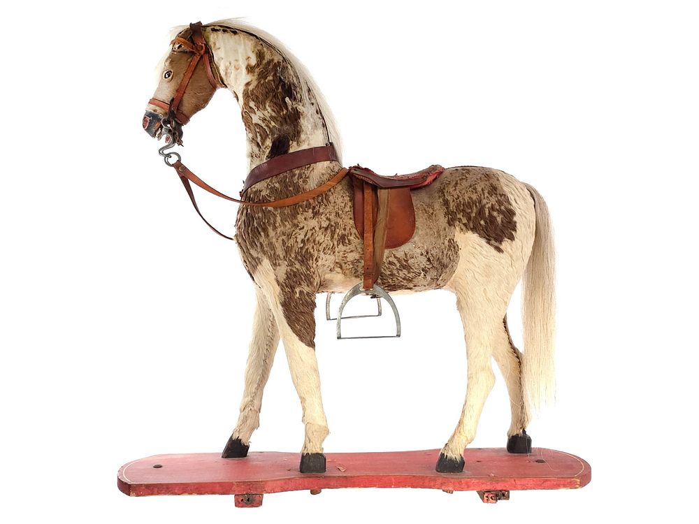 Lot 152: Antique Wooden Horse on Platform