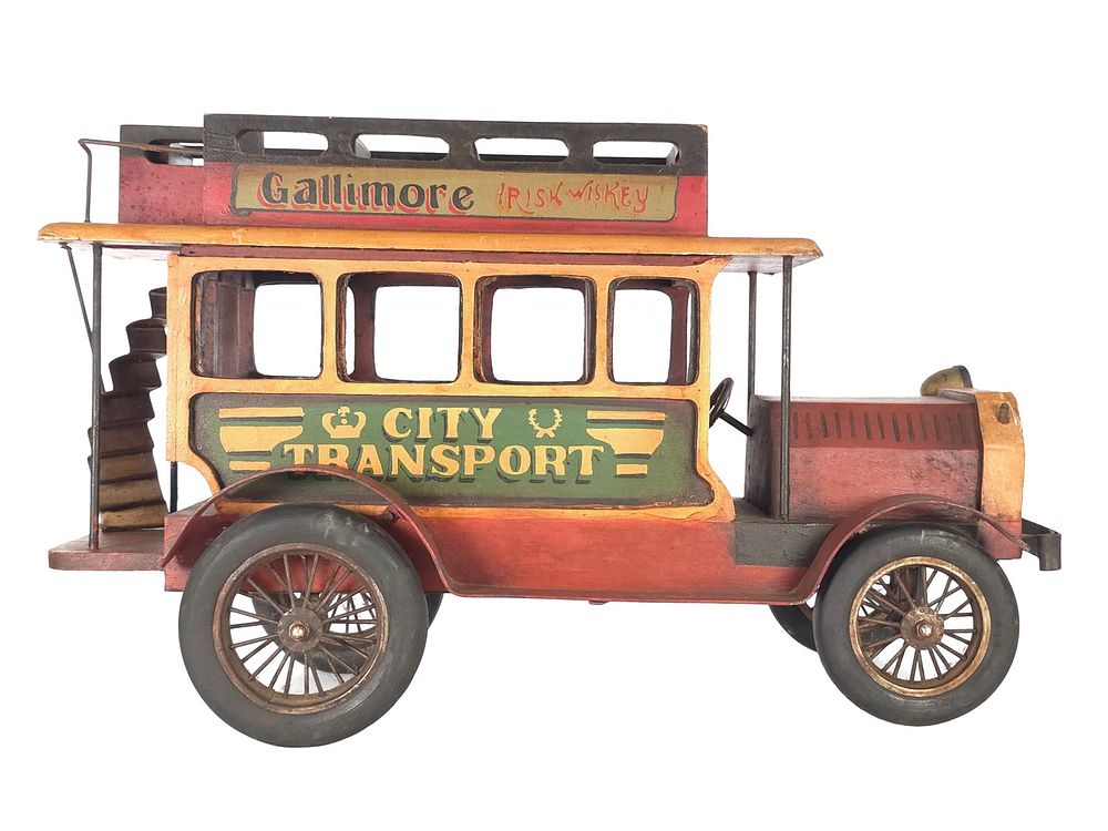 Lot 154: Vintage Harry's Toys City Transport Double-Decker Bus Wooden