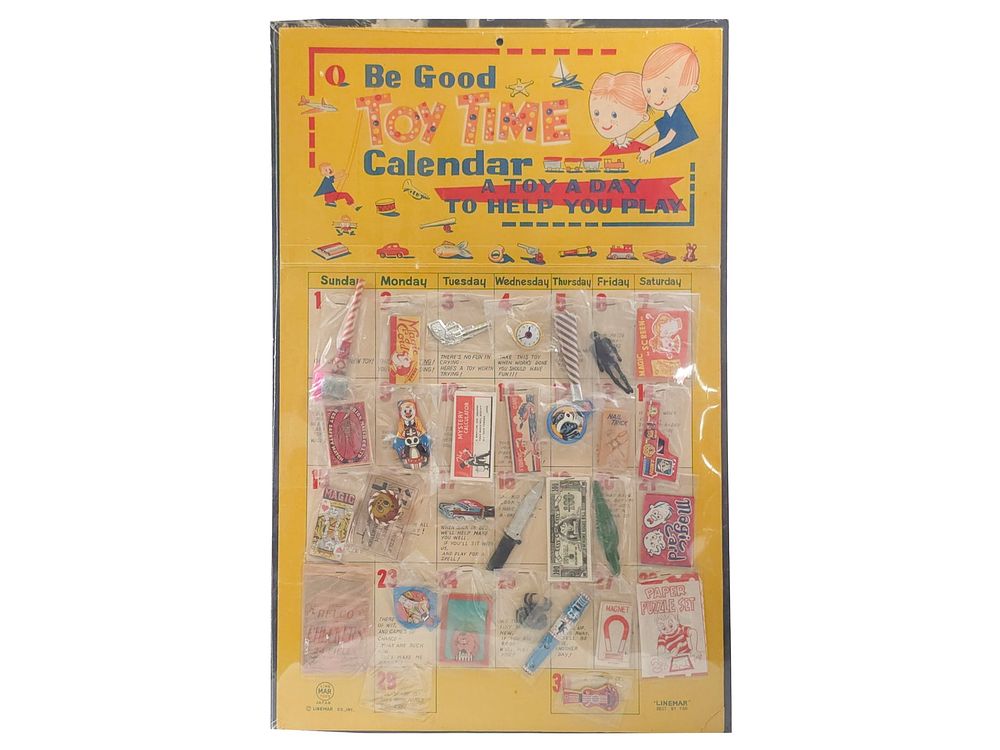 Lot 155: Linemar/Marx "Be Good Toy Time Calendar" Sealed