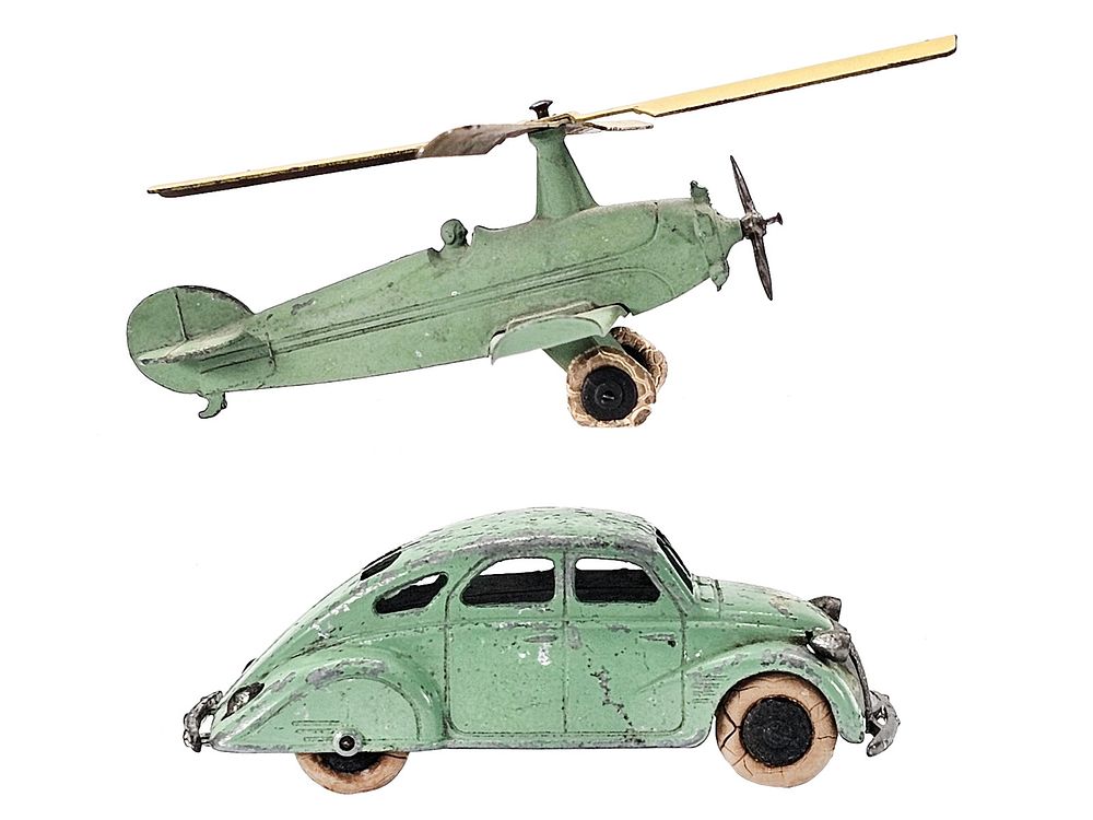 Lot 172: (2) 1930's Tootsietoy Autogyro & Doodlebug Car