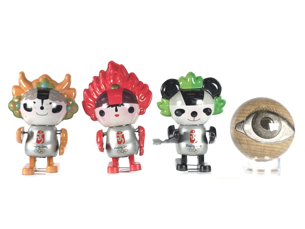 Lot 205: (3) Rare Beijing Olympics Fuwa Tin Windups