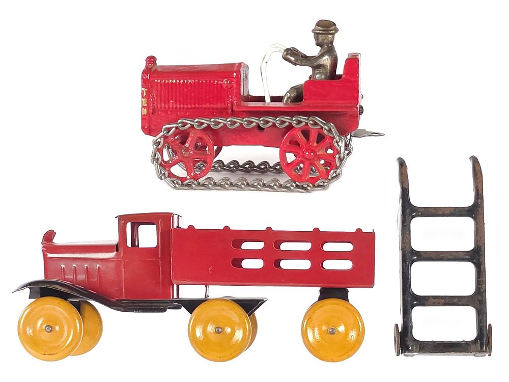 Lot 243: (2) Pressed Steel Arcade Tractor & Marx Stake Truck