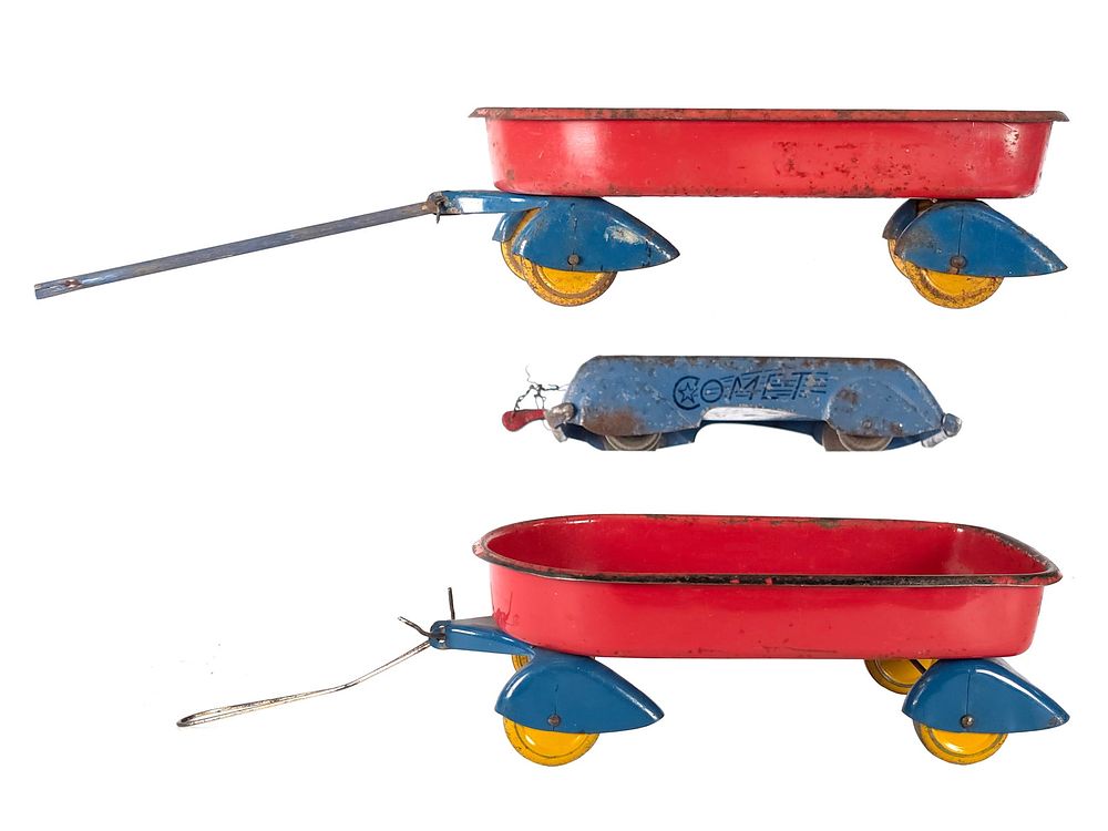 Lot 244: (3) Pressed Steel Wyandotte Comet Wagon & Regular Wagons