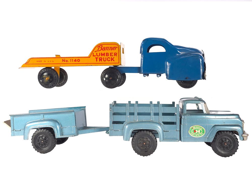 Lot 260: (2) Hubley & Banner Pressed Steel Farm Trucks