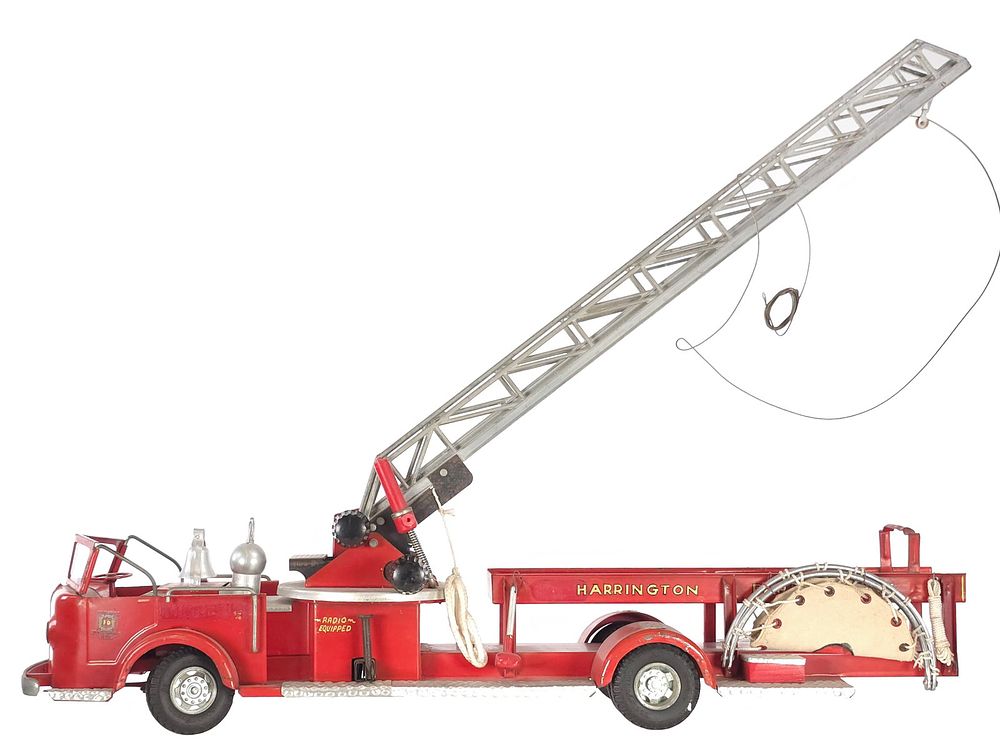 Lot 278: Doepke ALFCO No. 1 Harrington Fire Dept. Fire Truck Pressed Steel 33"