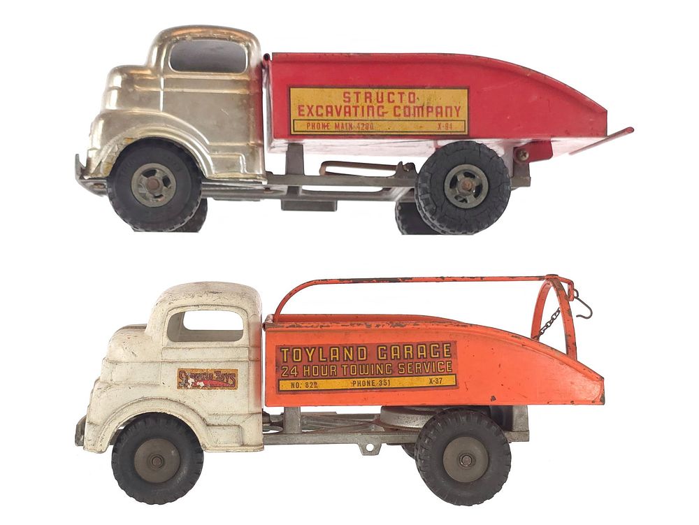 Lot 282: (2) Structo Pressed Steel Towing & Excavating Trucks