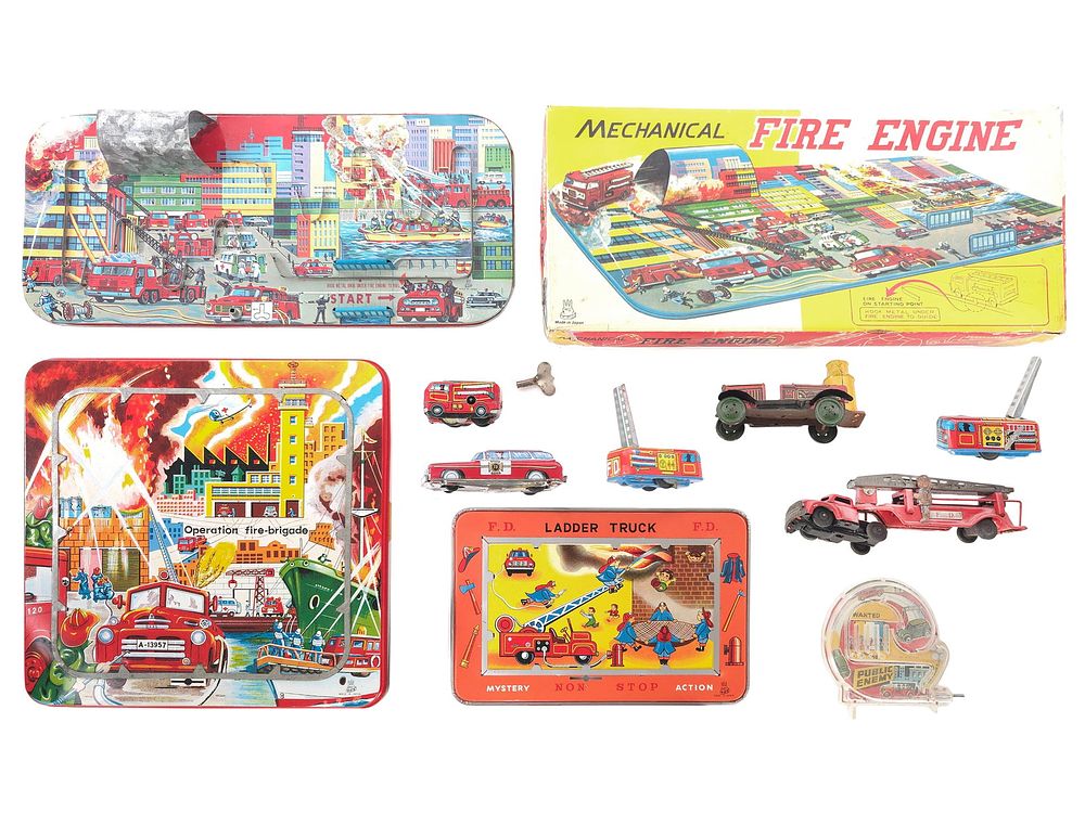 Lot 288: Assorted Fire Department Kids Toys Tin Litho