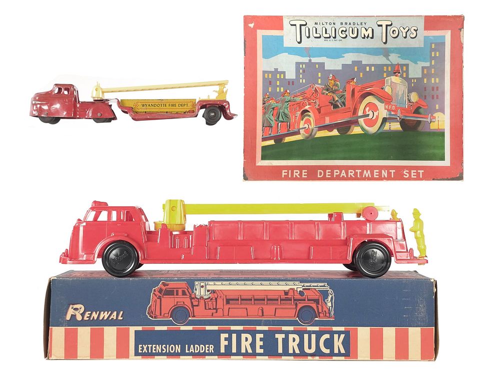 Lot 295: 1940s-1950s Assorted Fire Toys Tillicum Toys/Renwal/Wyandotte