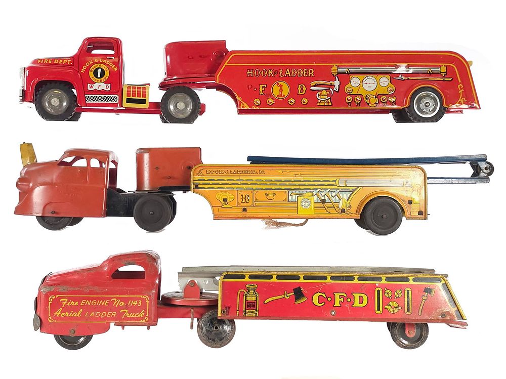 Lot 301: (3) Wyandotte Assorted Fire Ladder Trucks
