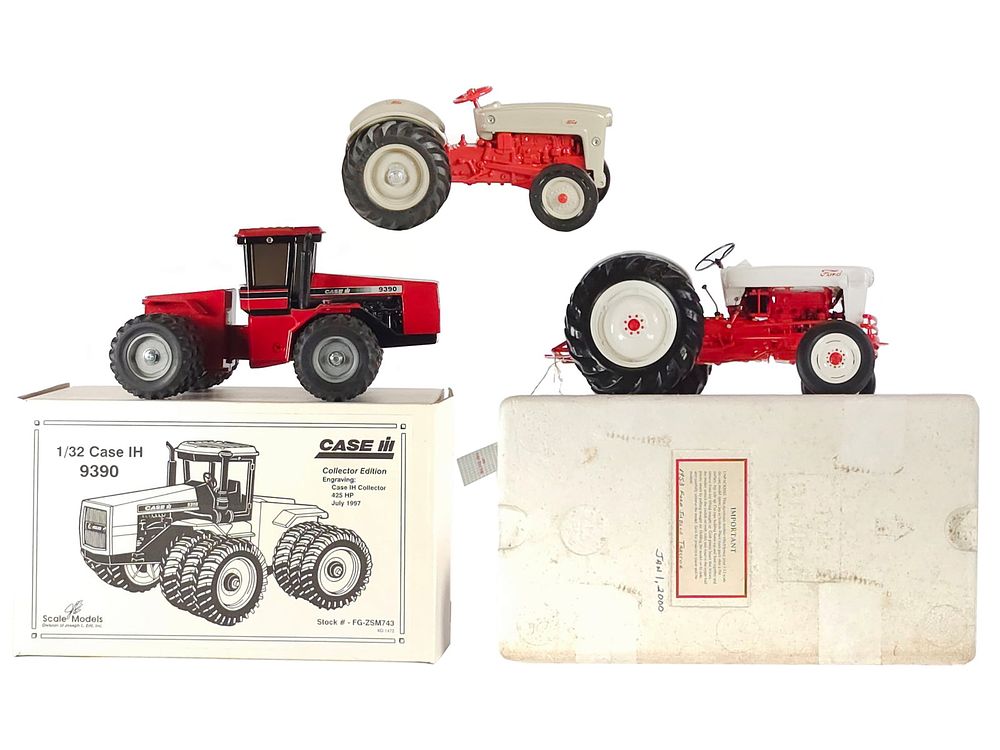 Lot 308: 3 Farm Tractors Ford, Franklin Mint, Ertl Ford & Case 9390