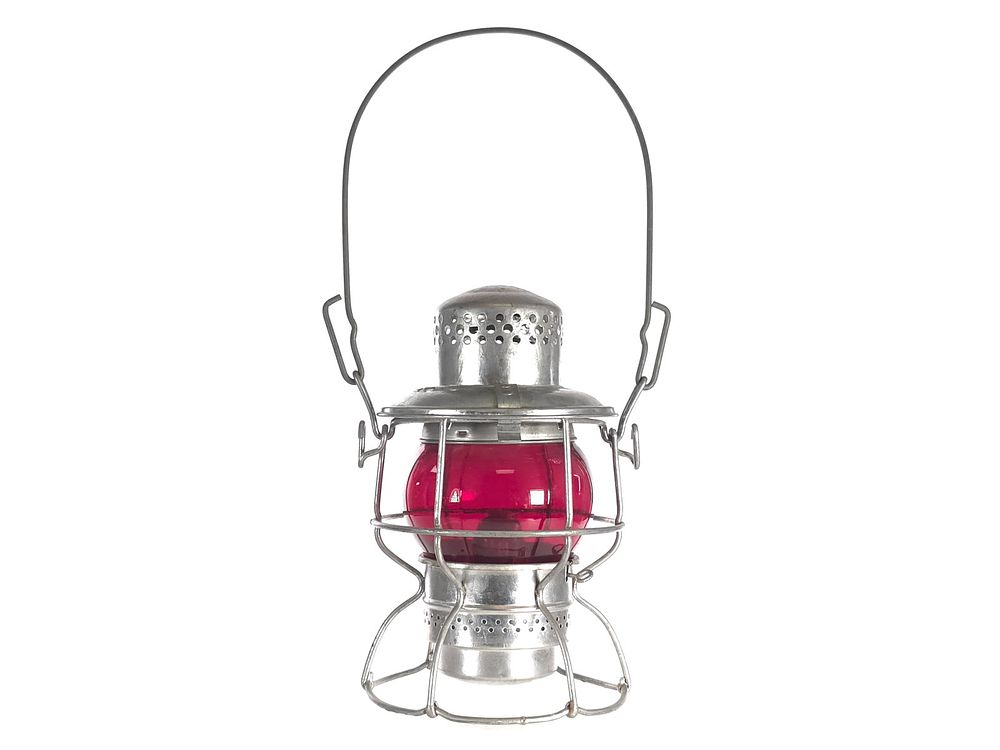 Lot 329: Lionel Kerosene Railroad Signal Lantern Red Glass