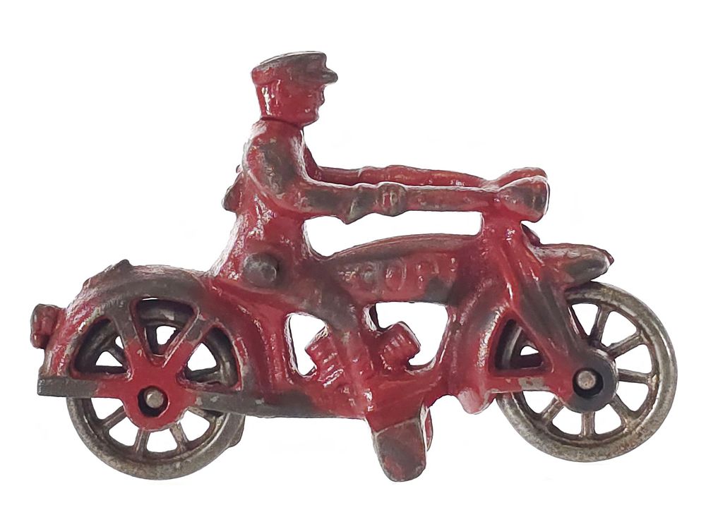 Lot 35B: Hubley Red Dual Headlight Cop Motorcycle