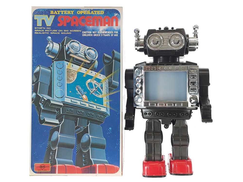 Lot 256: Horikawa TV Spaceman Robot with Box, Chrome Edge, Japan
