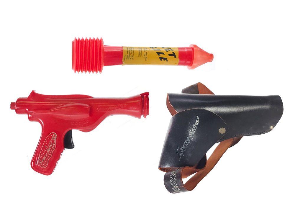 Lot 265D: (2) Space Patrol Rocket Gun & Holster and Rocket Missile