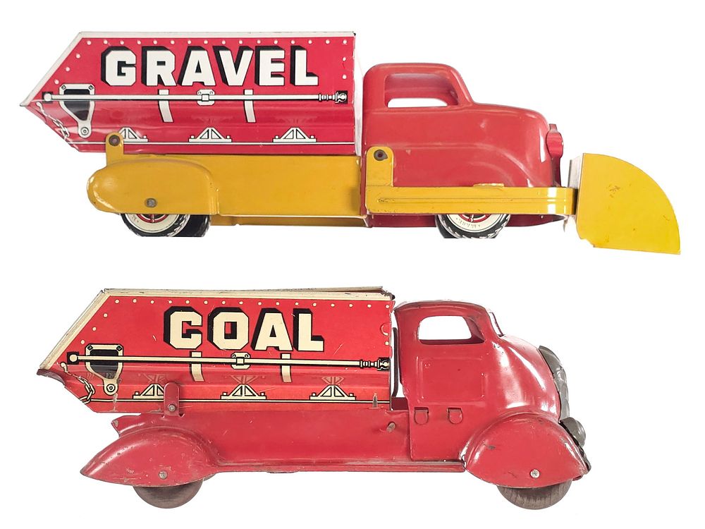 Lot 268: (2) Marx Sand & Gravel Dump Truck & Coke/Coal Dump Truck