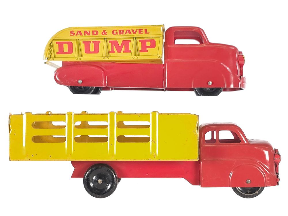 Lot 296: (2) Marx Sand & Gravel Dump Truck & Stake Truck