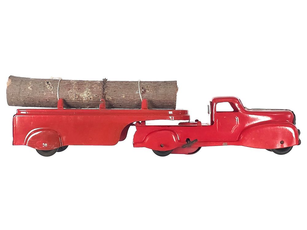 Lot 324: Marx Pressed Steel Log Trailer Truck Restored