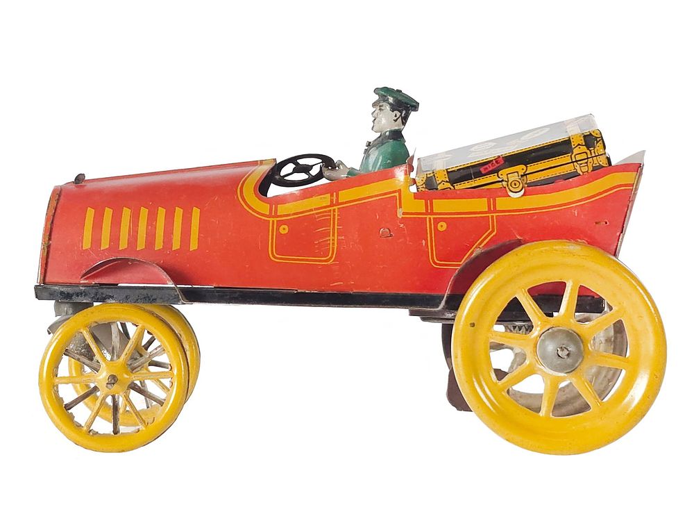 Lot 342: Strauss Trikauto Tin Litho Windup w/Luggage