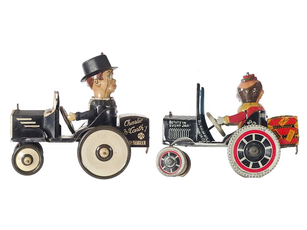 Lot 346: Marx Charlie McCarthy & Joy Rider Tin Litho Windups