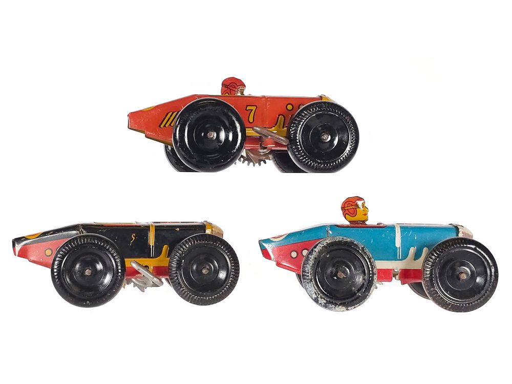 Lot 367: (3) Marx Tin Litho Midget Racers